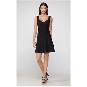 NWT Herve Leger Icon Fit & Flare Sweetheart Neck Bandage Mini Dress XXS Black